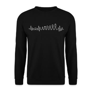 Schach Herzschlag Schachfiguren Für Schachspieler - Unisex Pullover - Schwarz - Vorne - Alina (178cm) & Michal (187cm)