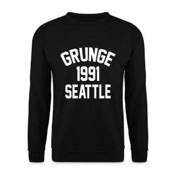 Seattle Grunge 1991 - Unisex Pullover - Schwarz - Vorne - Alina (178cm) & Michal (187cm)