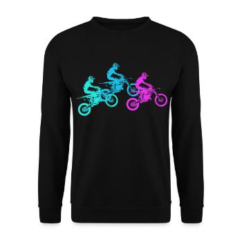 Motorrad Motocross Motorsport Geschenkidee - Unisex Pullover - Schwarz - Vorne - Alina (178cm) & Michal (187cm)