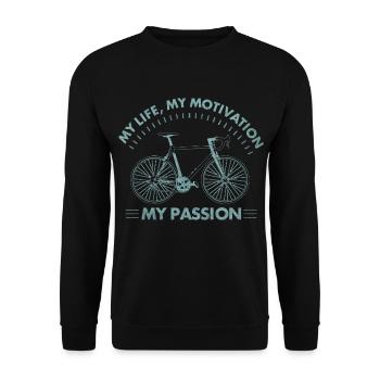 Bicycle cyclist cycling bike wheel gift - Unisex Sweatshirt - black - Front - Alina (178cm) & Michal (187cm)