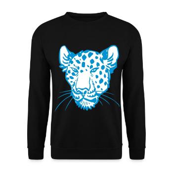 Leopard Kopf von Cheerful Madness!! - Unisex Pullover - Schwarz - Vorne - Alina (178cm) & Michal (187cm)