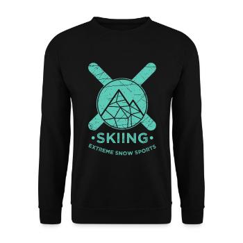 Skiing mountains - Unisex Sweatshirt - black - Front - Alina (178cm) & Michal (187cm)
