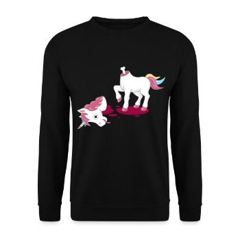 Totes Einhorn Killer Anti Trend Sarkasmus Ironie - Unisex Pullover - Schwarz - Vorne - Alina (178cm) & Michal (187cm)
