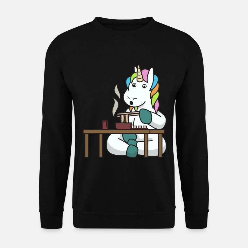 Unicorn mythical creatures eat gift asian noodles - Unisex Sweatshirt - black
