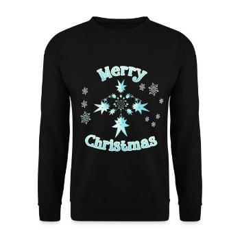 Weihnachtsstern Stern Merry Christmas - Unisex Pullover - Schwarz - Vorne - Alina (178cm) & Michal (187cm)