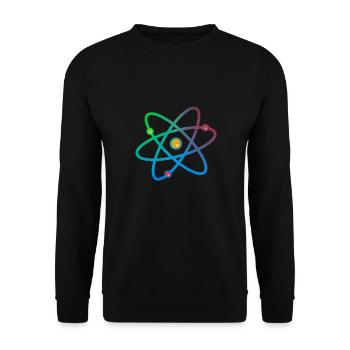Buntes Atom Neutron Elektron - Unisex Pullover - Schwarz - Vorne - Alina (178cm) & Michal (187cm)