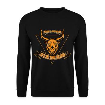 Western Riding Bullriding Bull Rodeo Cowboy Blood - Unisex Sweatshirt - black - Front - Alina (178cm) & Michal (187cm)