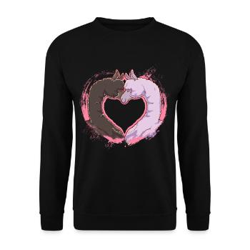Alpaga chameau amour coeur couple objectif relation - Sweat-shirt Unisexe - noir - Devant - Alina (178cm) & Michal (187cm)