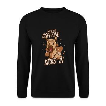 Alpaka Kamel Aufgedreht Kaffee Koffein Wild - Unisex Pullover - Schwarz - Vorne - Alina (178cm) & Michal (187cm)
