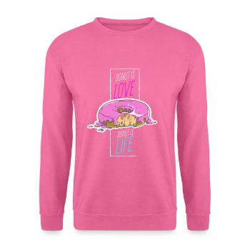 Donut Liebe Leben Love Live Doughnut Glück - Unisex Pullover - Pink - Vorne