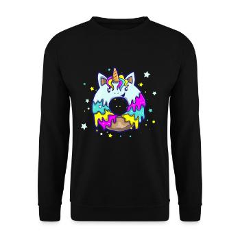 Donut Drôle Licorne Licorne Sucré Dessert Sucre - Sweat-shirt Unisexe - noir - Devant - Alina (178cm) & Michal (187cm)