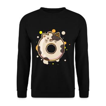 Donut Bagel Dessert Katze Maine Coon Süß Kinder - Unisex Pullover - Schwarz - Vorne - Alina (178cm) & Michal (187cm)