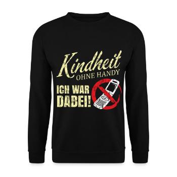 Kindheit ohne Handy - Unisex Pullover - Schwarz - Vorne - Alina (178cm) & Michal (187cm)