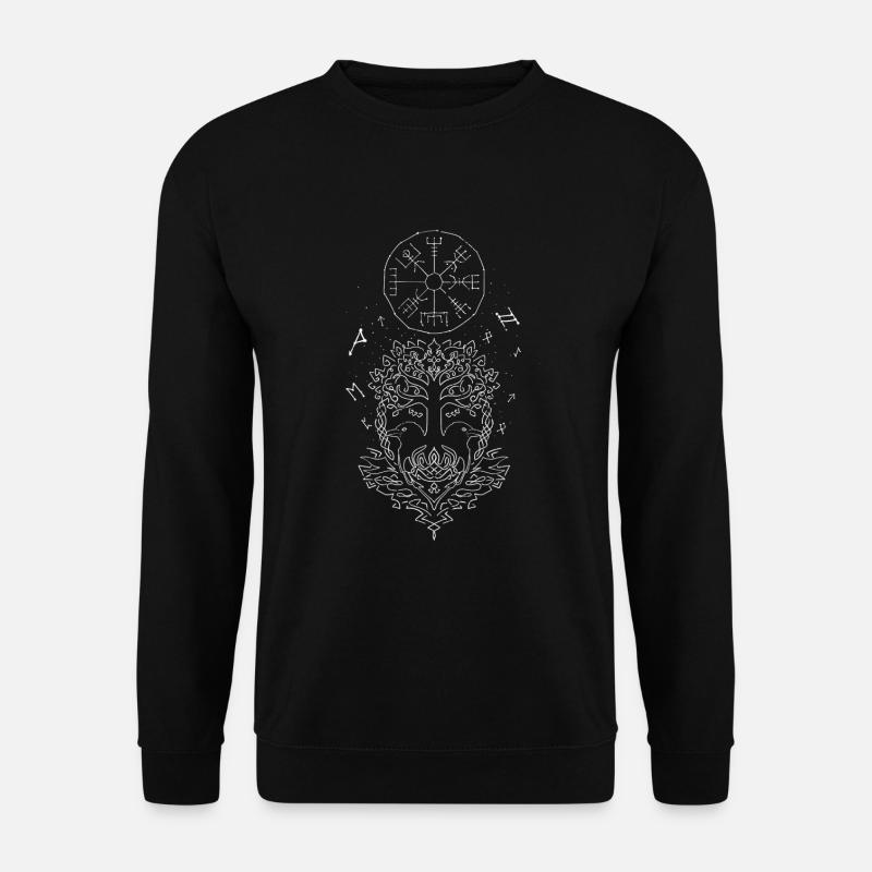 Viking Baum des Lebens Runen Zeichen Symbole - Unisex Pullover - Schwarz