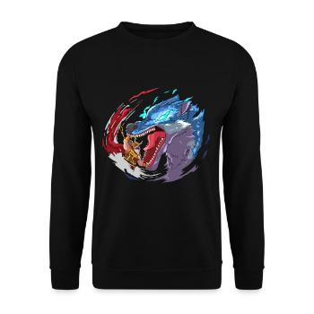 Viking Fenrir Gott Wölfe Nordic Mythologie Kampf - Unisex Pullover - Schwarz - Vorne - Alina (178cm) & Michal (187cm)