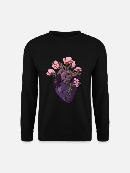 Biologie Anatomisches herz Blumen Pflanzen Life - Unisex Pullover - Schwarz