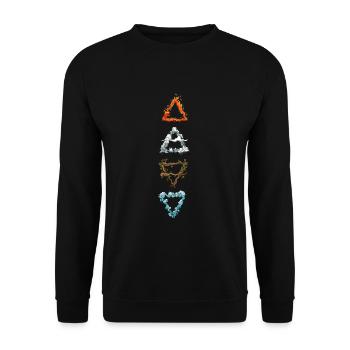 Alchemie Symbole Elemtente Feuer Wasser Luft Erde - Unisex Pullover - Schwarz - Vorne - Alina (178cm) & Michal (187cm)