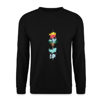 Alchemie Abstrakt Elemente Feuer Wasser Luft Erde - Unisex Pullover - Schwarz - Vorne - Alina (178cm) & Michal (187cm)