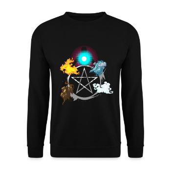 Alchemie Elemente Feuer Luft Wasser Erde Seele - Unisex Pullover - Schwarz - Vorne - Alina (178cm) & Michal (187cm)