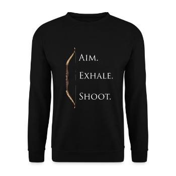 Aim Exhale Shoot Langbogen Bogenschießen Sport - Unisex Pullover - Schwarz - Vorne - Alina (178cm) & Michal (187cm)