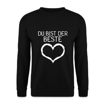 Du bist der Beste Herz Geschenk - Unisex Pullover - Schwarz - Vorne - Alina (178cm) & Michal (187cm)