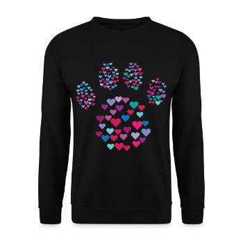 Tatzen-Druck-Herz-Geschenk-Idee Hund Liebhaber Paw - Unisex Pullover - Schwarz - Vorne - Alina (178cm) & Michal (187cm)