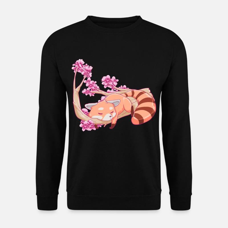 Vintage Red Panda japanische Kirschblütenblume - Unisex Pullover - Schwarz