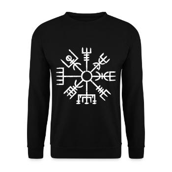 Vegvisir Nordic Viking Rune Compass Nordisch - Unisex Pullover - Schwarz - Vorne - Alina (178cm) & Michal (187cm)