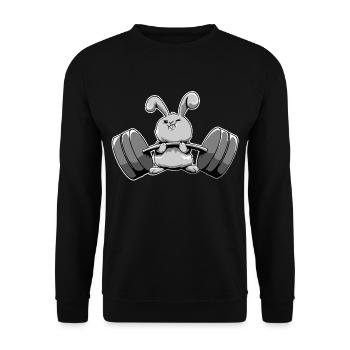Funny Rabbit Weight Lifting Gym Workout - Unisex Sweatshirt - black - Front - Alina (178cm) & Michal (187cm)