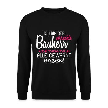 Bauherr Bauherren Baubeginn Hausbau Geschenk - Unisex Pullover - Schwarz - Vorne - Alina (178cm) & Michal (187cm)