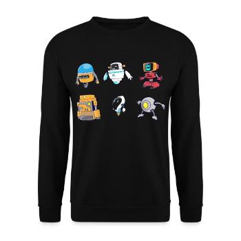 Funny Robot Technology Cute Colorful Robots - Unisex Pullover - Schwarz - Vorne - Alina (178cm) & Michal (187cm)
