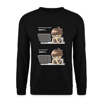 Funny programming code works why - Unisex Sweatshirt - black - Front - Alina (178cm) & Michal (187cm)