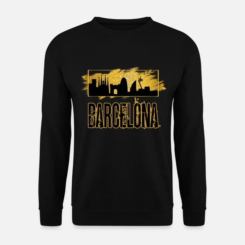 Barcelona Spanien Stadt Skyline Gold Heimat Liebe - Unisex Pullover - Schwarz