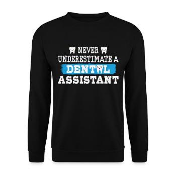 Unterschätze nie Zahnmedizinische Fachangestellte - Unisex Pullover - Schwarz - Vorne - Alina (178cm) & Michal (187cm)