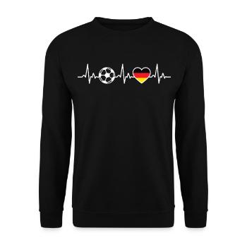 Deutschland Fußball Herzschlag Deutschland - Unisex Pullover - Schwarz - Vorne - Alina (178cm) & Michal (187cm)