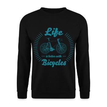 Bicycle cyclist cycling bike wheel gift - Unisex Sweatshirt - black - Front - Alina (178cm) & Michal (187cm)