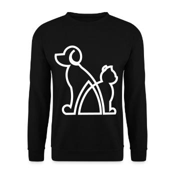 Cat and Dog gift idea/ Hund und Katze Geschenkidee - Unisex Pullover - Schwarz - Vorne - Alina (178cm) & Michal (187cm)
