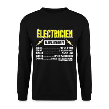 Électricien Tarifs Horaires - Sweat-shirt Unisexe - noir - Devant - Alina (178cm) & Michal (187cm)
