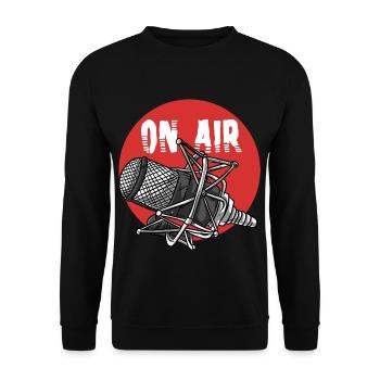 On Air Podcast Microphone Radio Show Presenter - Unisex Sweatshirt - black - Front - Alina (178cm) & Michal (187cm)