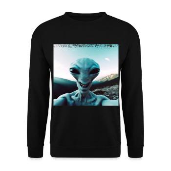 Alien selfie in the mountains - Unisex Sweatshirt - black - Front - Alina (178cm) & Michal (187cm)