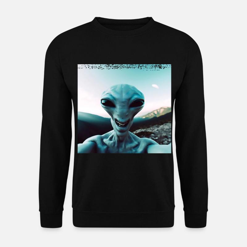 Alien Selfie in den Bergen - Unisex Pullover - Schwarz