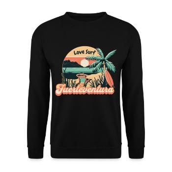 Fuerteventura Surfing Surfboard Palm Trees Island Summer - Unisex Sweatshirt - black - Front - Alina (178cm) & Michal (187cm)