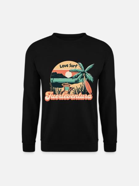Fuerteventura Surfen Surfbrett Palmen Insel Sommer - Unisex Pullover - Schwarz
