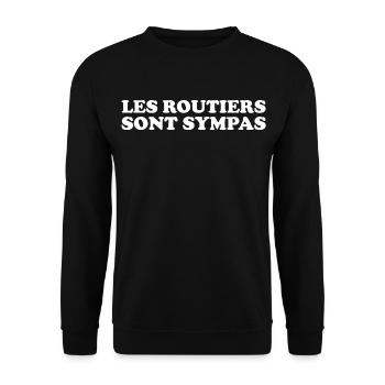 Les routiers sont sympas ! 👍 CADEAU ROUTIERS - Sweat-shirt Unisexe - noir - Devant - Alina (178cm) & Michal (187cm)