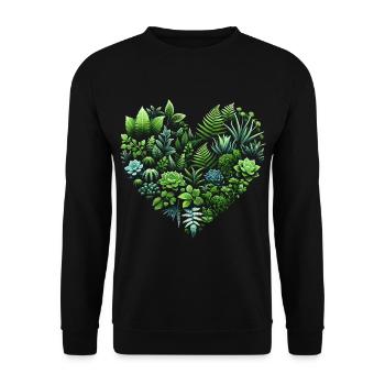 Gardening with plant hearts - Unisex Sweatshirt - black - Front - Alina (178cm) & Michal (187cm)
