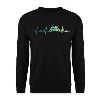 Campervan Heartbeat Camping T-Shirt - Unisex Sweatshirt - black - Front - Alina (178cm) & Michal (187cm)