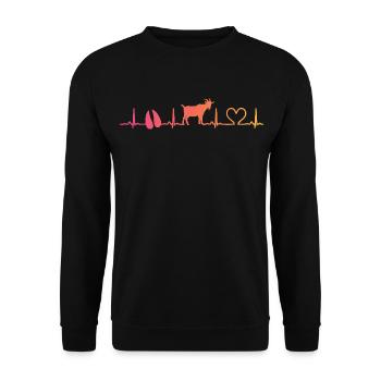 Sunset Ziegenziegenziegenziegenzucht - Unisex Pullover - Schwarz - Vorne - Alina (178cm) & Michal (187cm)