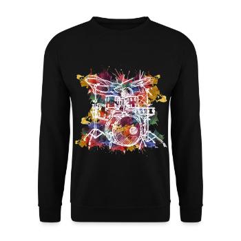 Abstrakt Schlagzeug - Unisex Pullover - Schwarz - Vorne - Alina (178cm) & Michal (187cm)