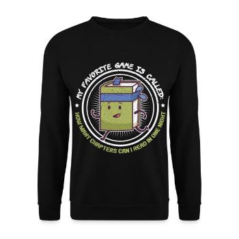 Buch Fan Spruch für einen Bücherwurm - Unisex Pullover - Schwarz - Vorne - Alina (178cm) & Michal (187cm)