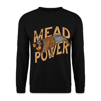 Met Power Wikinger Met Trinkhorn Mit Biene - Unisex Pullover - Schwarz - Vorne - Alina (178cm) & Michal (187cm)